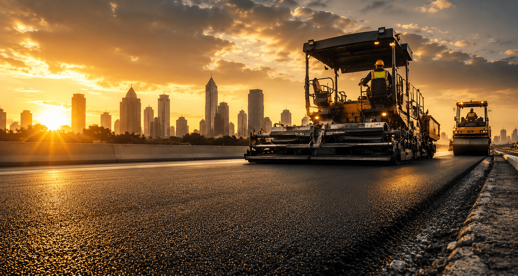 Professional asphalt paving contractor working on a commercial parking lot
